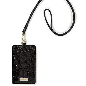 BRAHMIN Sawyer Crocodile Embossed Lanyard Black
